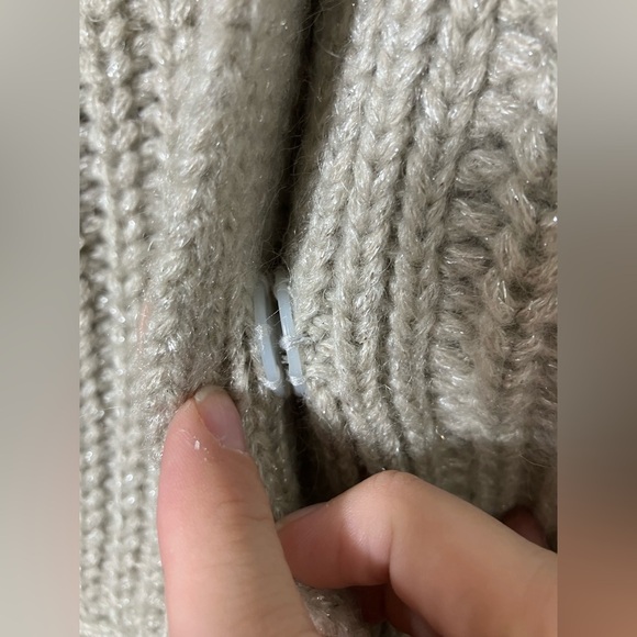 trina turk Cardigan Sz L Cream Chunky Knit Wool Blend Snap Button Quite Luxury - Picture 2 of 8